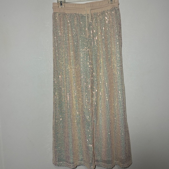 On Twelth NWT Cream Sequin Pants Size Large - Picture 2 of 7